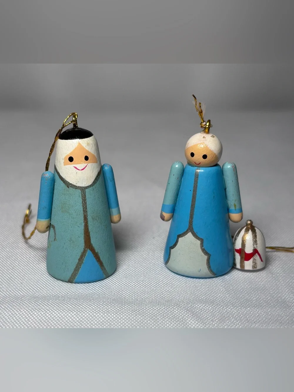 Vintage Hand Painted Wooden Mini Christmas Ornaments